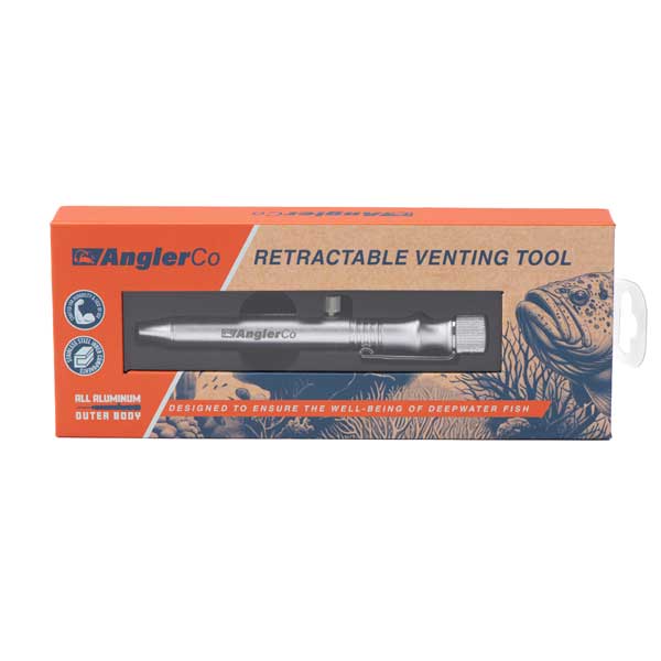 AnglerCo retractable venting tool packaging on a white background