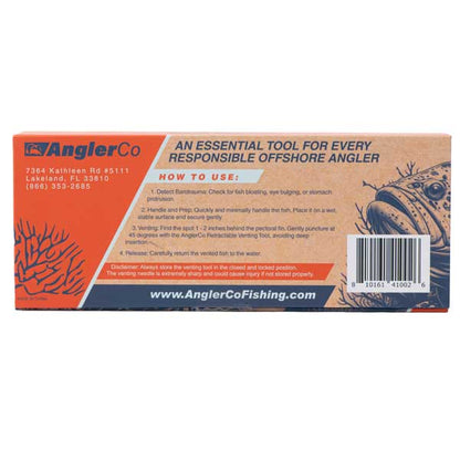 AnglerCo product packaging with instructions and branding on a white background