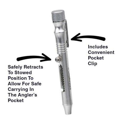 Silver pen with pocket clip on a white background